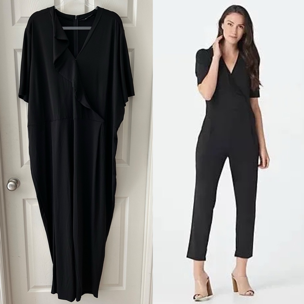 H by Halston Regular Elbow Sleeve Jet Set Jersey Ankle Jumpsuit Size 3X Travel